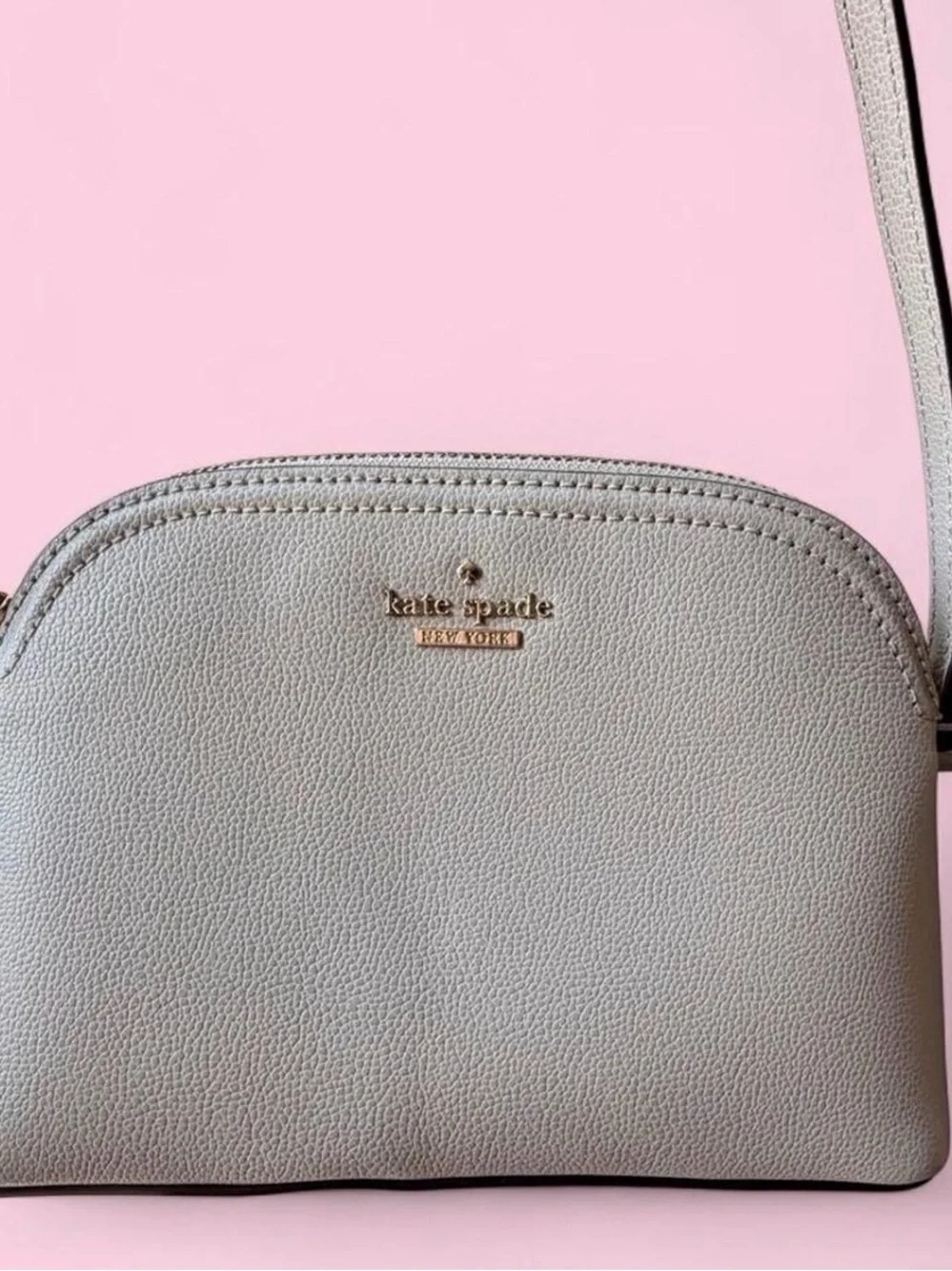 Kate Spade Gray Pebble Leather Shoulder Crossbody Gold Hardware EUC